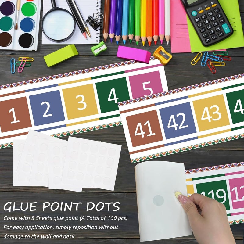 Blirik Number Line for Classroom Office Wall,Number Line Bulletin Board Border 0 to120 Laminated Number Line Strips Chalkboard Brights Number Line Math Poster Classroom Study Room Decorations for Teachers - Image 4